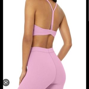 Alo Pink Violet Ribbed Bra SzM